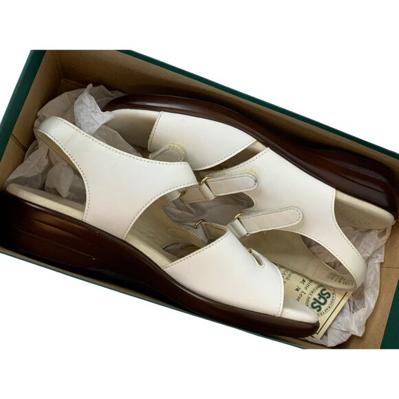 SAS Womens Tabby White Leather Adjustable Comfort Sandals Size 8N EUC M10097 - Picture 3 of 13
